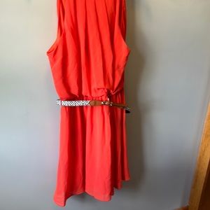 Lightweight new coral dress size l. straps.  Black and white with leather belt.